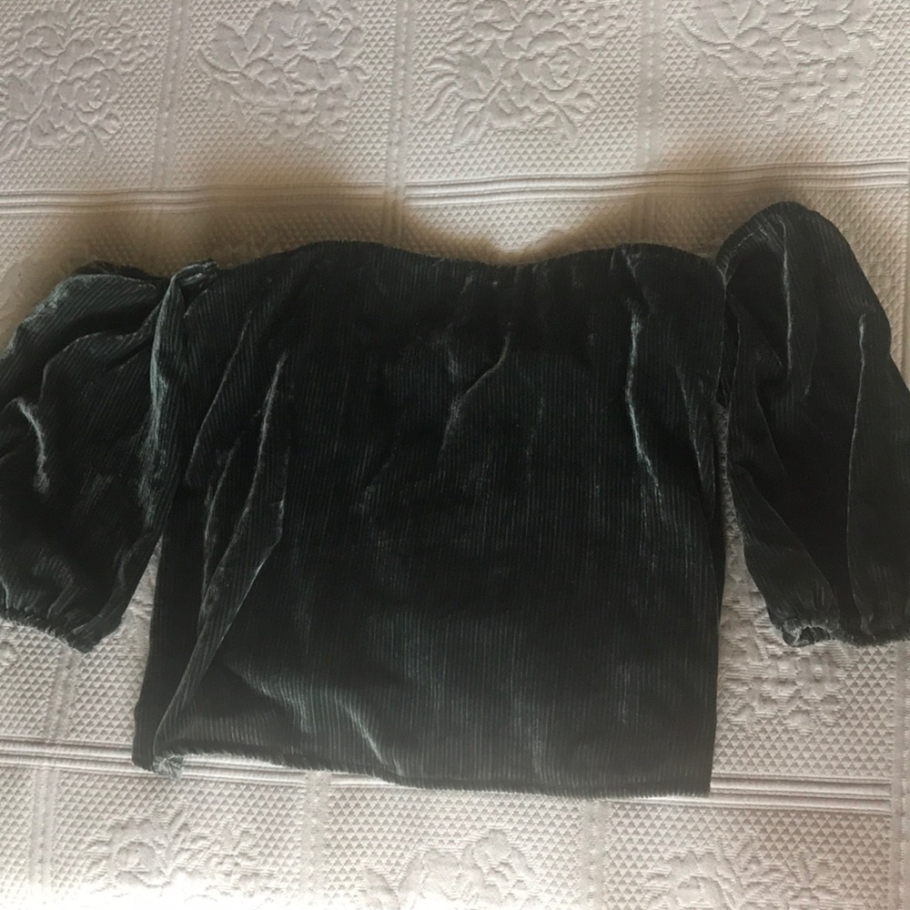 Guess Velvet Corduroy off the Shoulder Blouse